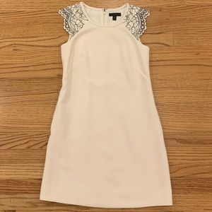 J. Crew Cream Dress with lace cap sleeve